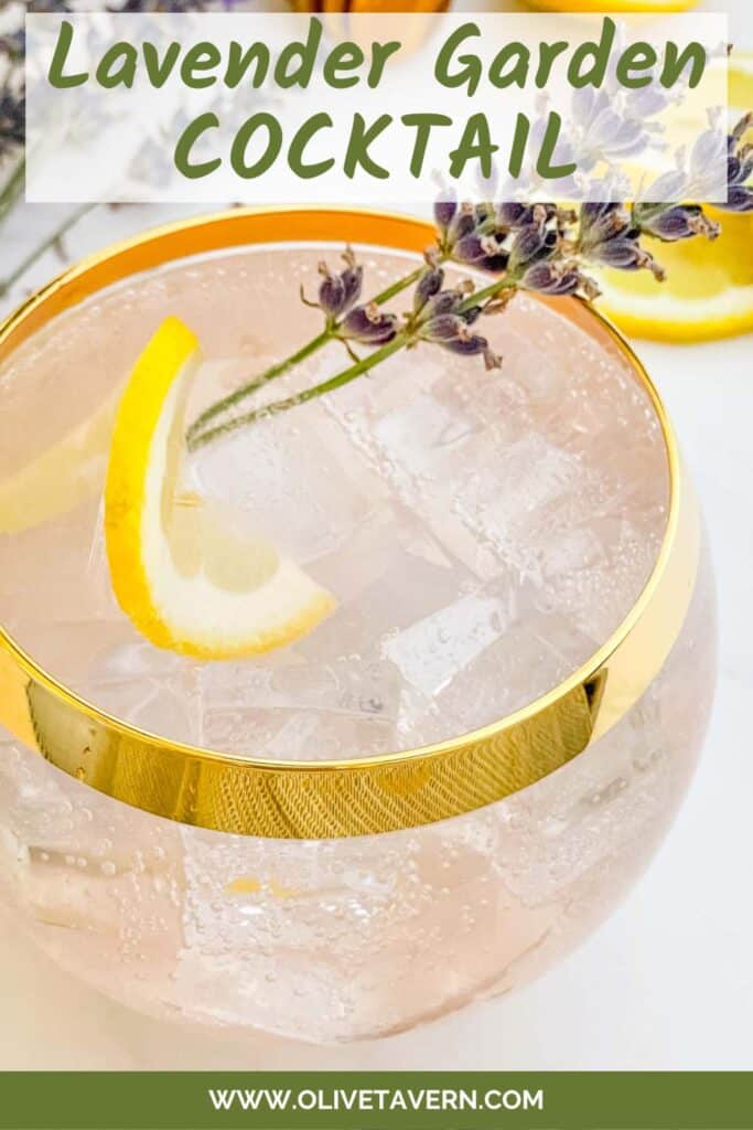 Pin of Lavender Garden Cocktail with title at top.